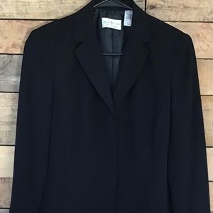 VILLAGER (LIZ CLAIBORNE) 10P Black Hidden Button Front Blazer Lined Poly NWT